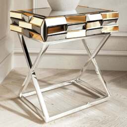 CARME Home Knightsbridge Mirrored Side Table Rose Gold - Size: 35 x 70 x 50cm - Wilko