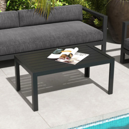 Outsunny Black Steel Frame and Slat Tabletop Outdoor Side Table - Size: 101.5 x 61 x 46cm - Wilko - thumbnail 5