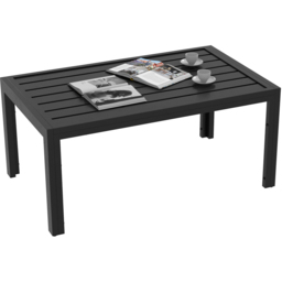 Outsunny Black Steel Frame and Slat Tabletop Outdoor Side Table - Size: 101.5 x 61 x 46cm - Wilko - thumbnail 3