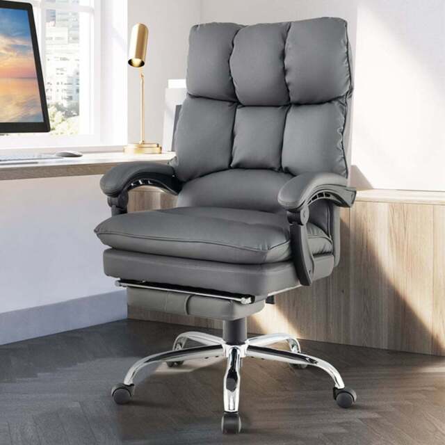 Costway Grey Ergonomic Adjustable High Back Rolling Computer Chair with Footrest - Size: 79 x 57 x 39cm - Wilko - image 1