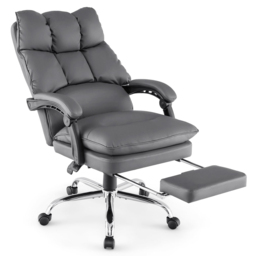 Costway Grey Ergonomic Adjustable High Back Rolling Computer Chair with Footrest - Size: 79 x 57 x 39cm - Wilko - thumbnail 4
