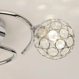 Lighting Collection Waylen 3 Light Crystal Effect Round Shade Ceiling Fitting - Size: 14.5 x 34 x 34cm - Silver - Wilko - thumbnail 5