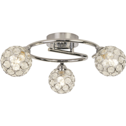 Lighting Collection Waylen 3 Light Crystal Effect Round Shade Ceiling Fitting - Size: 14.5 x 34 x 34cm - Silver - Wilko - thumbnail 4