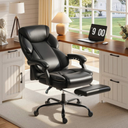 Portland Black Height Adjustable Office Chair with Footrest and Castors - Size: 116 x 67 x 78.5cm - Wilko - thumbnail 4
