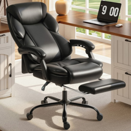 Portland Black Height Adjustable Office Chair with Footrest and Castors - Size: 116 x 67 x 78.5cm - Wilko - thumbnail 1