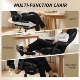Portland Black Height Adjustable Office Chair with Footrest and Castors - Size: 116 x 67 x 78.5cm - Wilko - thumbnail 6