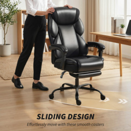 Portland Black Height Adjustable Office Chair with Footrest and Castors - Size: 116 x 67 x 78.5cm - Wilko - thumbnail 7