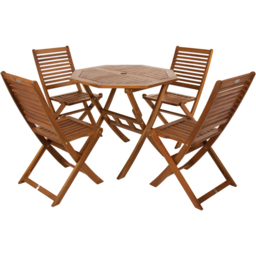 Charles Bentley Acacia 4 Seater Octagonal Dining Set - Brown - Wilko - thumbnail 3