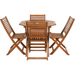 Charles Bentley Acacia 4 Seater Octagonal Dining Set - Brown - Wilko - thumbnail 4
