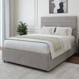 Bedmaster Double Seal Grey Naples Velvet 4 Drawer Divan Base with Milan Headboard - Wilko