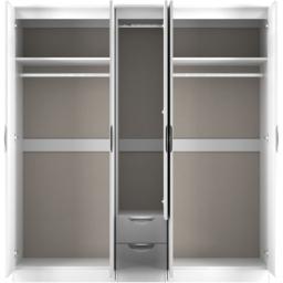 Crowndale Camden 5 Door 2 Drawer White Gloss and White Wardrobe Ready Assembled - White Gloss & White - Wilko - thumbnail 7