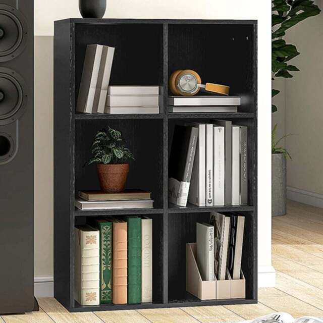Portland 6 Storage Shelf Black Bookcase - Size: 6 Shelf - Wilko - image 1
