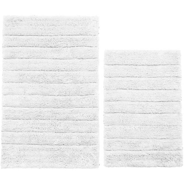 Allure Bath Fashions White Ribbed Bath Mat Set 2 Piece - Size: 50 x 80cm - Wilko - image 1