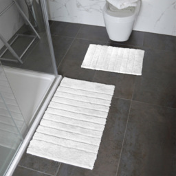 Allure Bath Fashions White Ribbed Bath Mat Set 2 Piece - Size: 50 x 80cm - Wilko - thumbnail 3