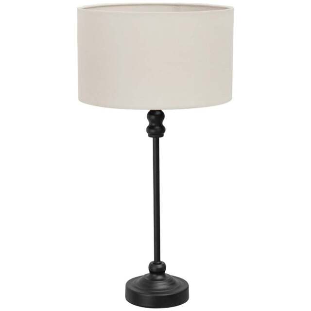 ValueLights Maggie White and Black Drum Shade Candlestick LED Table Lamp - Size: 50 x 25 x 25cm - Wilko - image 1