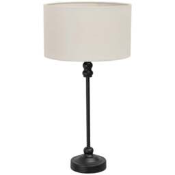 ValueLights Maggie White and Black Drum Shade Candlestick LED Table Lamp - Size: 50 x 25 x 25cm - Wilko