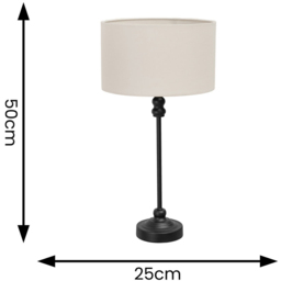 ValueLights Maggie White and Black Drum Shade Candlestick LED Table Lamp - Size: 50 x 25 x 25cm - Wilko - thumbnail 7