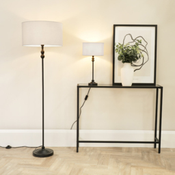 ValueLights Maggie White and Black Drum Shade Candlestick LED Table Lamp - Size: 50 x 25 x 25cm - Wilko - thumbnail 5