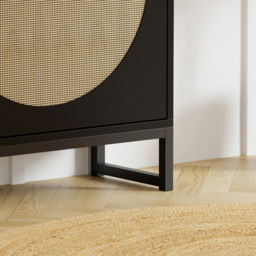 FurnitureHMD 2 Door Black Woven Rattan Shoe Cabinet with Hooks - Size: 93.5 x 60 x 23.5cm - Wilko - thumbnail 6