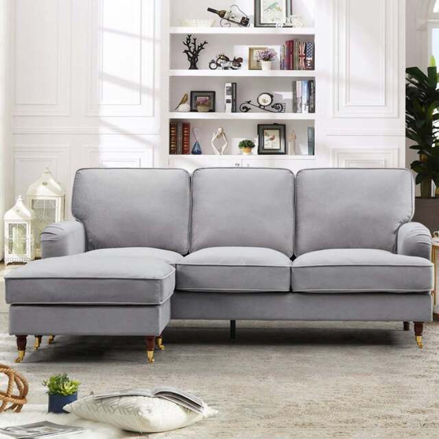 Woodbury 3 Seater Grey Velvet Reversible Corner Sofa - Artemis Home - Wilko - image 1