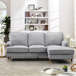 Woodbury 3 Seater Grey Velvet Reversible Corner Sofa - Artemis Home - Wilko - thumbnail 5