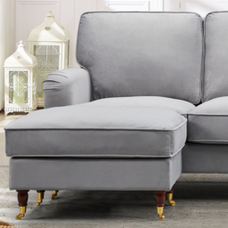 Woodbury 3 Seater Grey Velvet Reversible Corner Sofa - Artemis Home - Wilko - thumbnail 3