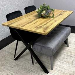 Kosy Koala 4 Seater MDF and Velvet Dining Table Set with Bench Black and Grey - Brown - Wilko