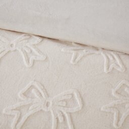 Bow Faux Fur Duvet Set Ivory King - Wilko - thumbnail 5