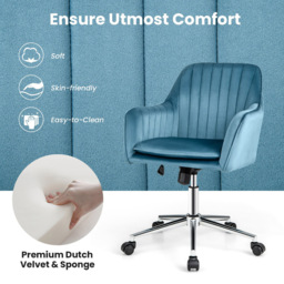 Costway Blue Velvet Adjustable Office Chair - Size: 61 x 57 x 51cm - Wilko - thumbnail 7