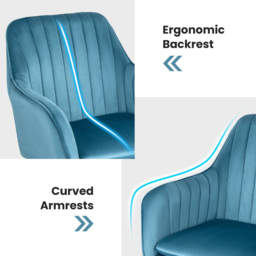 Costway Blue Velvet Adjustable Office Chair - Size: 61 x 57 x 51cm - Wilko - thumbnail 6