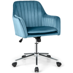 Costway Blue Velvet Adjustable Office Chair - Size: 61 x 57 x 51cm - Wilko - thumbnail 3