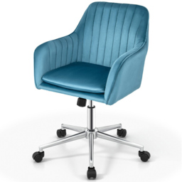 Costway Blue Velvet Adjustable Office Chair - Size: 61 x 57 x 51cm - Wilko - thumbnail 4