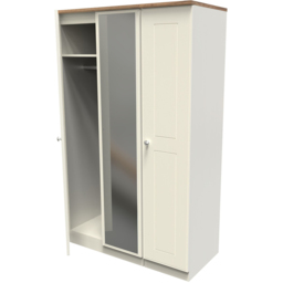 Crowndale Victoria 3 Door Cream Ash and Oak Mirror Wardrobe - Wilko - thumbnail 6
