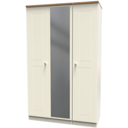 Crowndale Victoria 3 Door Cream Ash and Oak Mirror Wardrobe - Wilko - thumbnail 5