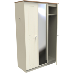 Crowndale Victoria 3 Door Cream Ash and Oak Mirror Wardrobe - Wilko - thumbnail 7