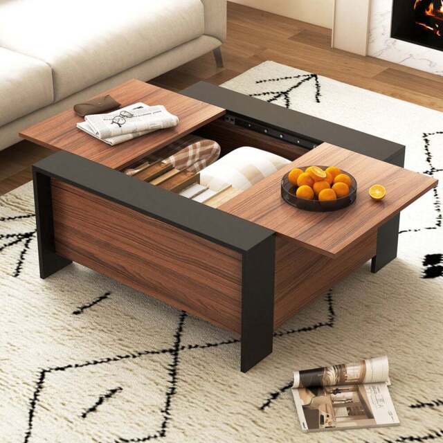 Costway Walnut Square Coffee Table - Size: 104.1 x 55.9 x 20.32cm - Brown - Wilko - image 1