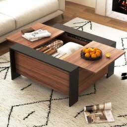 Costway Walnut Square Coffee Table - Size: 104.1 x 55.9 x 20.32cm - Brown - Wilko