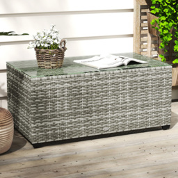 Outsunny Light Grey Rattan Outdoor Coffee Table - Size: 38 x 50 x 90cm - Wilko - thumbnail 1