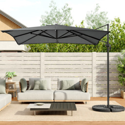 Living and Home Dark Grey Square Rotatable Cantilever Parasol with Fan Shaped Base 3m - Wilko - thumbnail 7