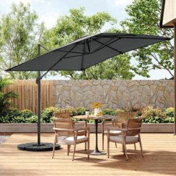 Living and Home Dark Grey Square Rotatable Cantilever Parasol with Fan Shaped Base 3m - Wilko - thumbnail 4