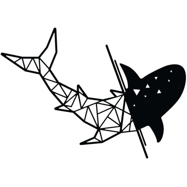 Decortie Black Minimalist Metal Modern Shark Wall Art - Size: 45 x 64 x 0.3cm - Wilko - image 1