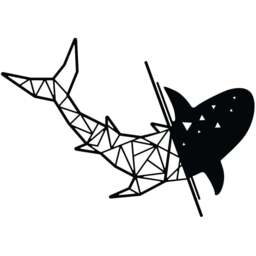 Decortie Black Minimalist Metal Modern Shark Wall Art - Size: 45 x 64 x 0.3cm - Wilko