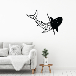 Decortie Black Minimalist Metal Modern Shark Wall Art - Size: 45 x 64 x 0.3cm - Wilko - thumbnail 3