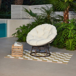 Home Detail Monica Brown and Cream Swivel Papasan Chair - Size: 1 Seater - Wilko - thumbnail 7