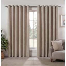Divante Alden Thermal Curtains - Natural/183cm/168cm - Size: W 183 x D 168cm - Wilko - thumbnail 3