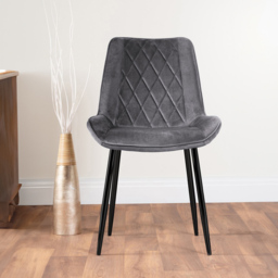 Furniturebox Arona Cesano 4 Seater Round Dining Set Grey and Black - Wilko - thumbnail 4
