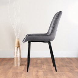 Furniturebox Arona Cesano 4 Seater Round Dining Set Grey and Black - Wilko - thumbnail 5