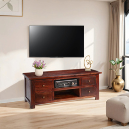 Brooklyn Esma 4 Drawer 2 Shelf Dark Mango TV Unit - Brown - Wilko - thumbnail 5