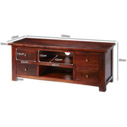 Brooklyn Esma 4 Drawer 2 Shelf Dark Mango TV Unit - Brown - Wilko - thumbnail 6