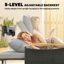 Outsunny 2 Seater Dark Grey Garden Rattan Daybed with Ottoman - Wilko - thumbnail 6